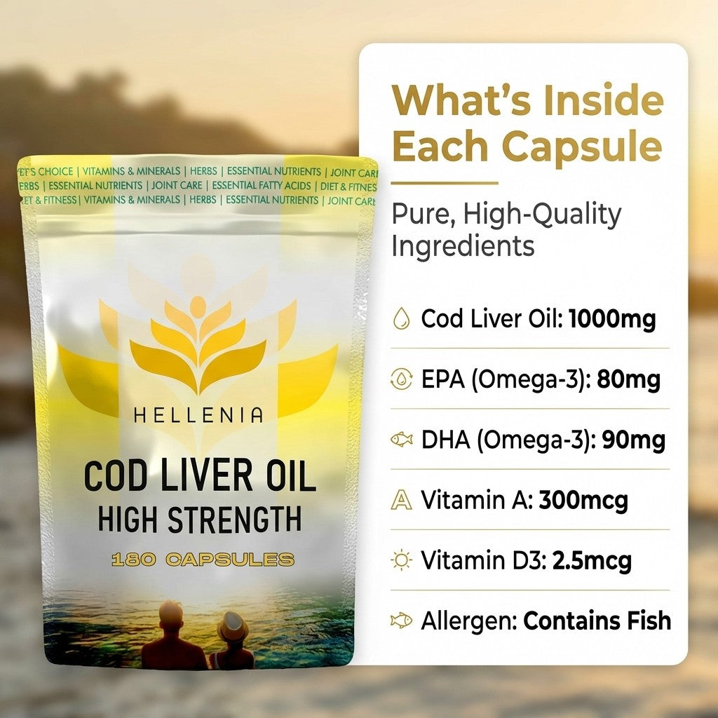 Cod Liver Suplements Cod Liver Oil High Strength 1000mg Capsules - Omega 3 – Hellenia ...