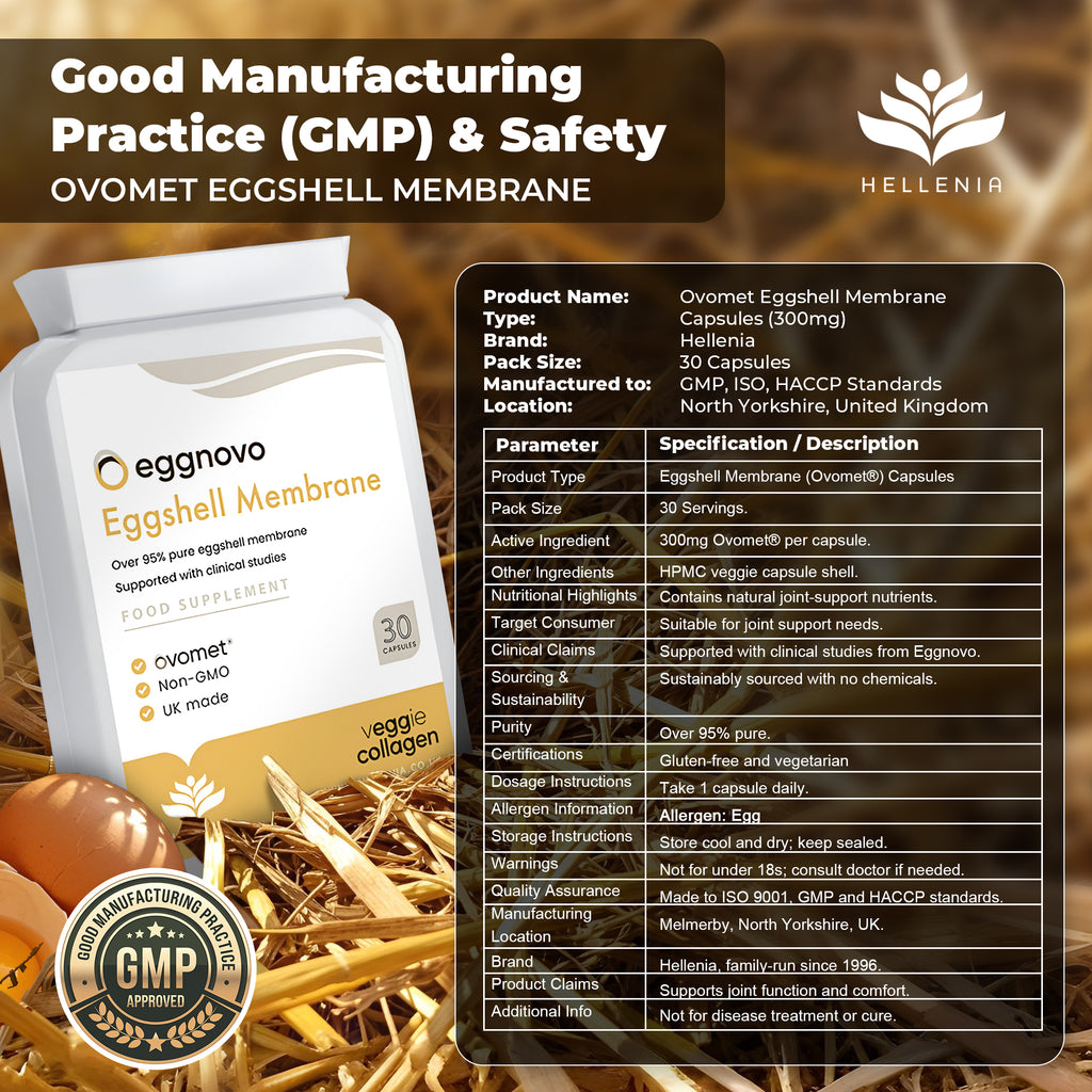 Soft Shell Supplement Ovomet® Egg Shell Membrane 300mg Capsules - joint health – Hellenia ...