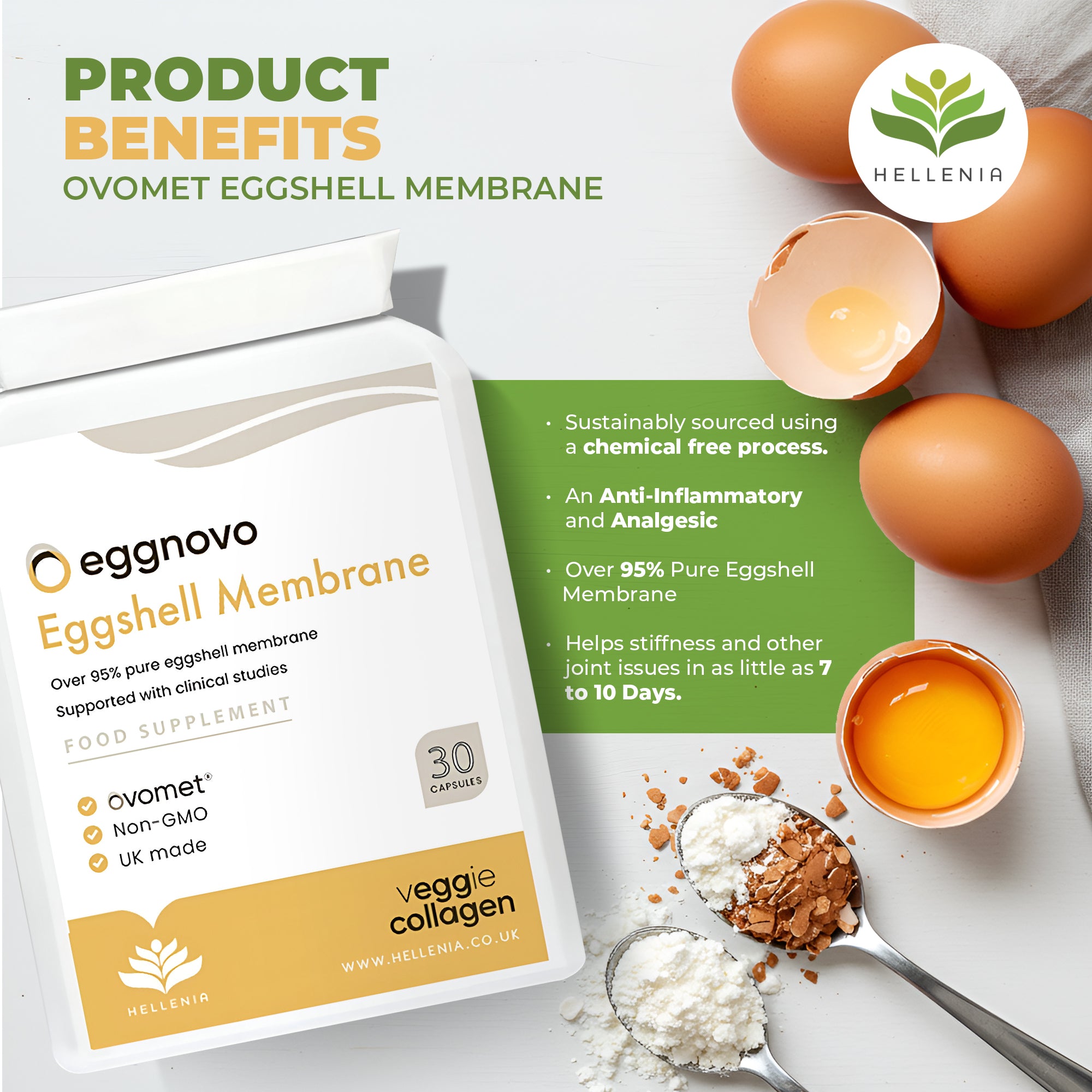 Ovomet® Egg Shell Membrane 300mg Capsules - joint health – Hellenia ...