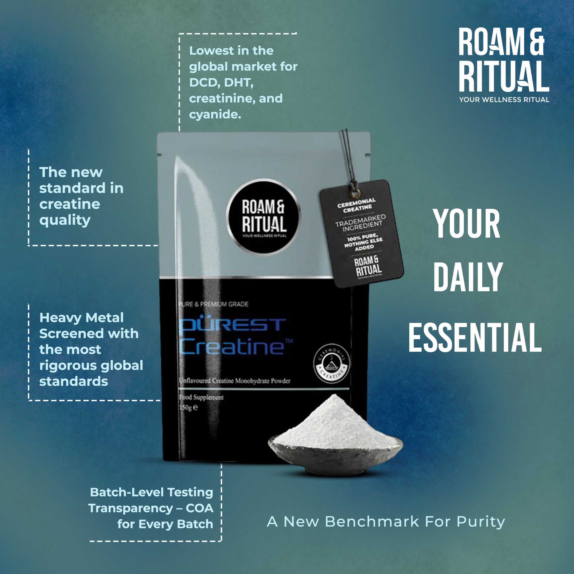 Creatine Plus Ritual Ceremonial Creatine™ Powder 150g - Purest Creatine™ by Roam & Ritual ...